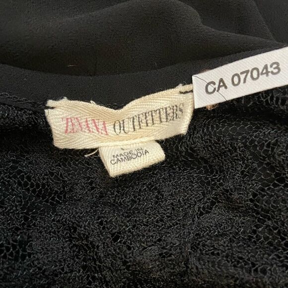 Junior Black Lace & Chiffon Fitted Flounce Tank Top L - Picture 5 of 7